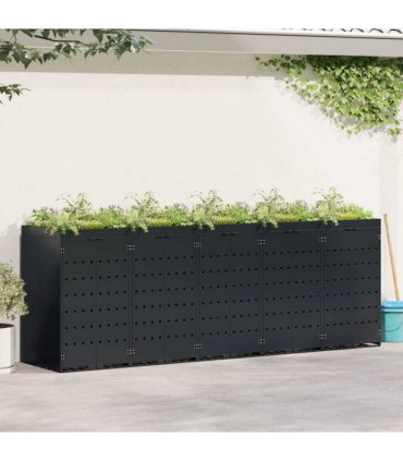 vidaXL Wheelie Bin Storage for 5 Bins Black 340 x 77.5 x 121.5 cm