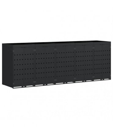vidaXL Wheelie Bin Storage for 5 Bins Black 340 x 77.5 x 121.5 cm