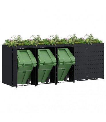 vidaXL Wheelie Bin Storage for 5 Bins Black 340 x 77.5 x 121.5 cm