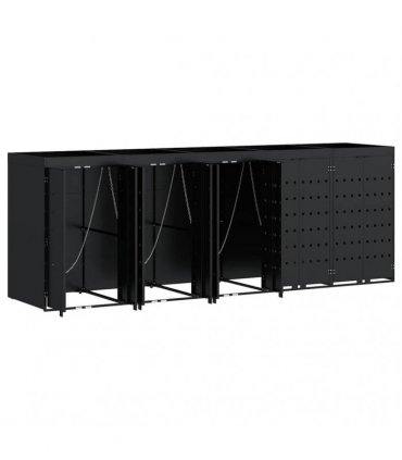 vidaXL Wheelie Bin Storage for 5 Bins Black 340 x 77.5 x 121.5 cm