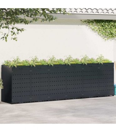 vidaXL Wheelie Bin Storage for 6 Bins Black 408 x 77.5 x 121.5 cm