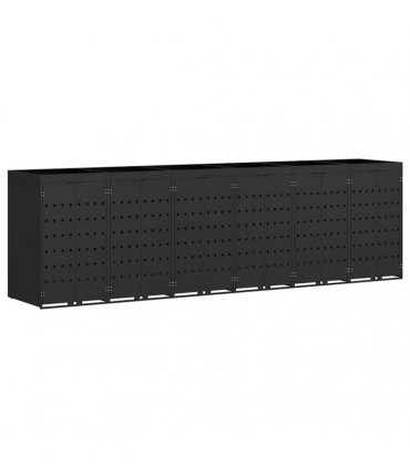 vidaXL Wheelie Bin Storage for 6 Bins Black 408 x 77.5 x 121.5 cm