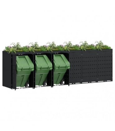 vidaXL Wheelie Bin Storage for 6 Bins Black 408 x 77.5 x 121.5 cm