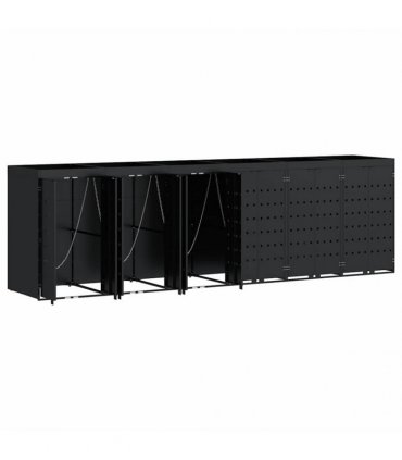 vidaXL Wheelie Bin Storage for 6 Bins Black 408 x 77.5 x 121.5 cm