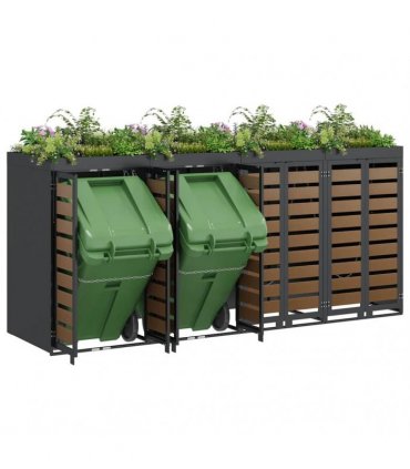 vidaXL Wheelie Bin Storage for 4 Bins Steel Anthracite