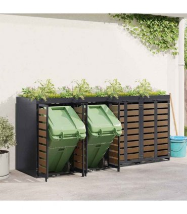 vidaXL Wheelie Bin Storage for 4 Bins Steel Anthracite