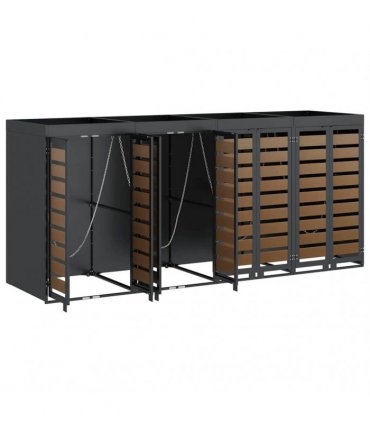 vidaXL Wheelie Bin Storage for 4 Bins Steel Anthracite