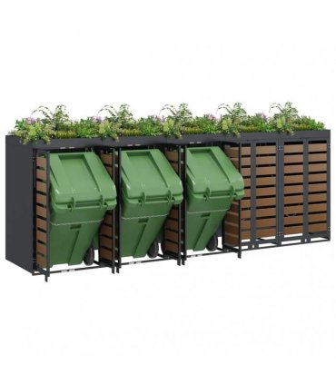 vidaXL Wheelie Bin Storage for 5 Bins Steel Anthracite