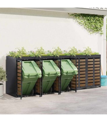 vidaXL Wheelie Bin Storage for 5 Bins Steel Anthracite