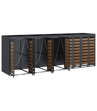 vidaXL Wheelie Bin Storage for 5 Bins Steel Anthracite