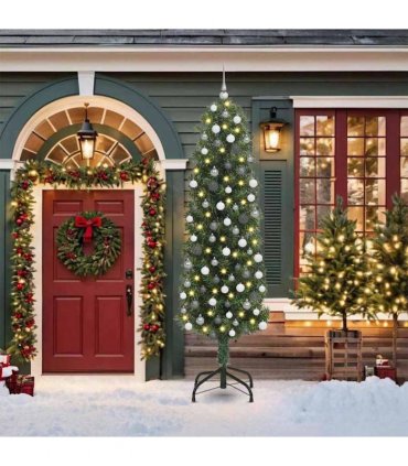 vidaXL Artificial Christmas Tree with LED Light Green 210 cm