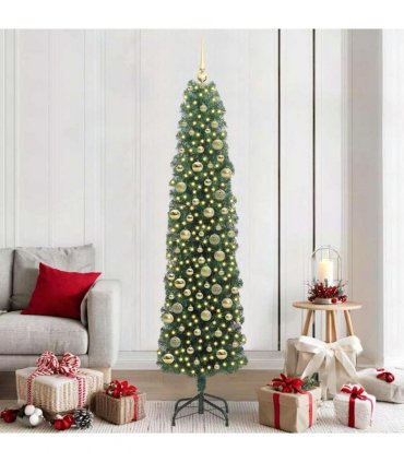 vidaXL Artificial Christmas Tree with LED Light Green 210 cm