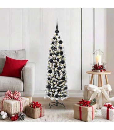 vidaXL Artificial Christmas Tree with LED Light Green and white 120 cm