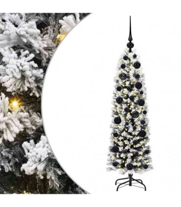 vidaXL Artificial Christmas Tree with LED Light Green and white 120 cm