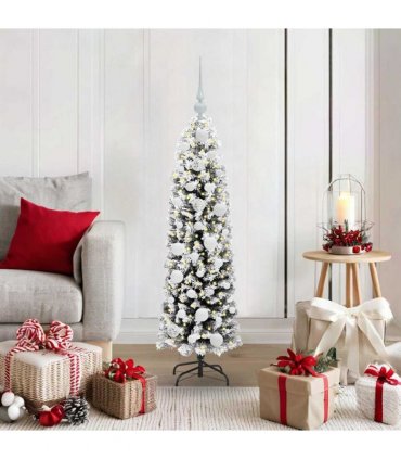 vidaXL Artificial Christmas Tree with LED Light Green and white 120 cm