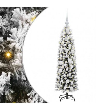 vidaXL Artificial Christmas Tree with LED Light Green and white 120 cm