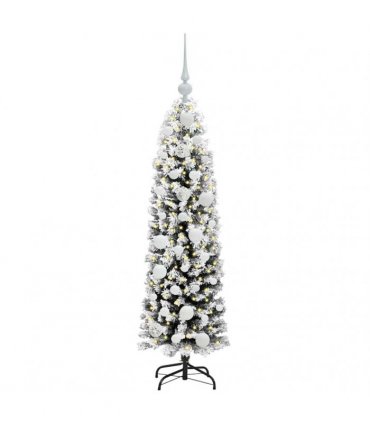 vidaXL Artificial Christmas Tree with LED Light Green and white 120 cm