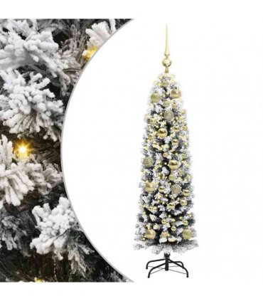 vidaXL Artificial Christmas Tree with LED Light Green and white 120 cm