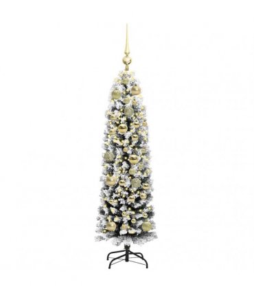 vidaXL Artificial Christmas Tree with LED Light Green and white 120 cm