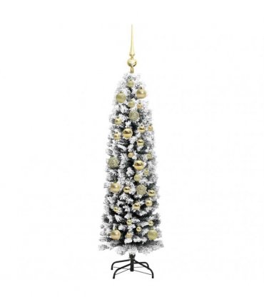 vidaXL Artificial Christmas Tree with LED Light Green and white 120 cm