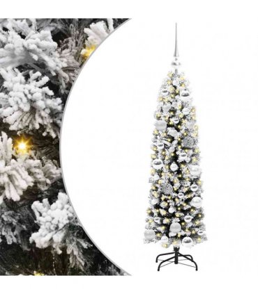 vidaXL Artificial Christmas Tree with LED Light Green and white 120 cm