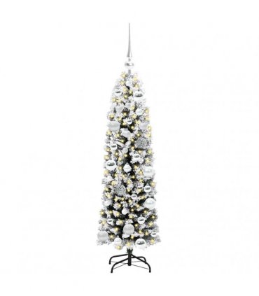 vidaXL Artificial Christmas Tree with LED Light Green and white 120 cm