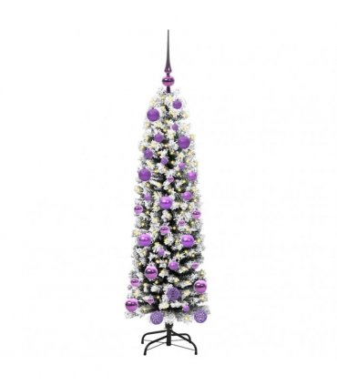 vidaXL Artificial Christmas Tree with LED Light Green and white 120 cm