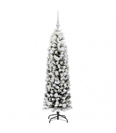 vidaXL Artificial Christmas Tree with LED Light Green and white 150 cm