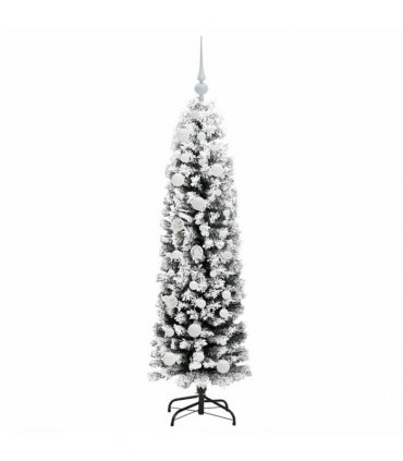 vidaXL Artificial Christmas Tree with LED Light Green and white 150 cm