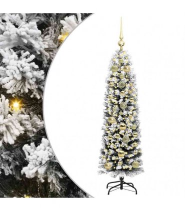 vidaXL Artificial Christmas Tree with LED Light Green and white 150 cm