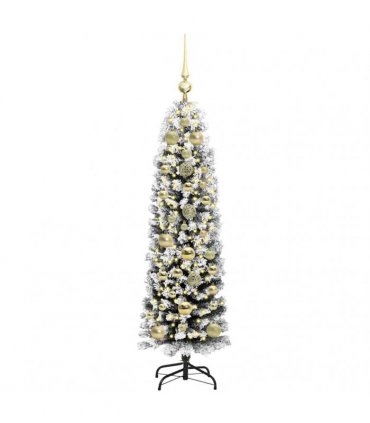vidaXL Artificial Christmas Tree with LED Light Green and white 150 cm