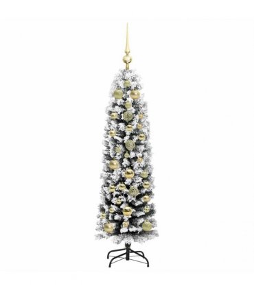 vidaXL Artificial Christmas Tree with LED Light Green and white 150 cm
