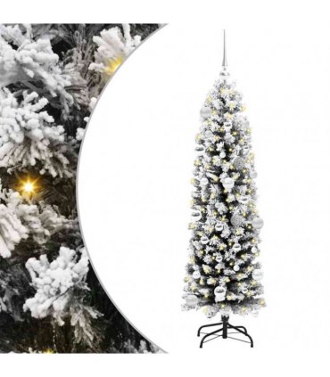 vidaXL Artificial Christmas Tree with LED Light Green and white 150 cm