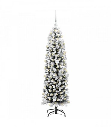 vidaXL Artificial Christmas Tree with LED Light Green and white 150 cm