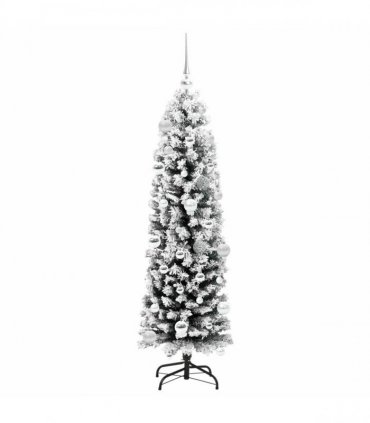 vidaXL Artificial Christmas Tree with LED Light Green and white 150 cm