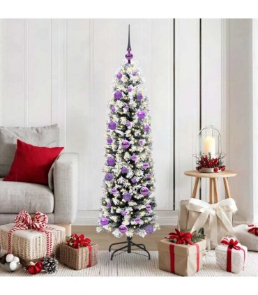 vidaXL Artificial Christmas Tree with LED Light Green and white 150 cm