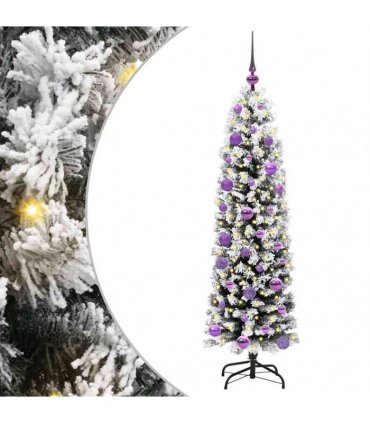 vidaXL Artificial Christmas Tree with LED Light Green and white 150 cm
