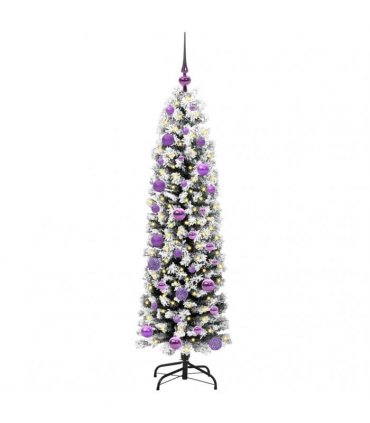 vidaXL Artificial Christmas Tree with LED Light Green and white 150 cm