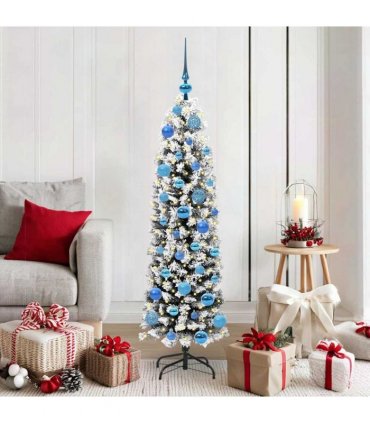 vidaXL Artificial Christmas Tree with LED Light Green and white 150 cm