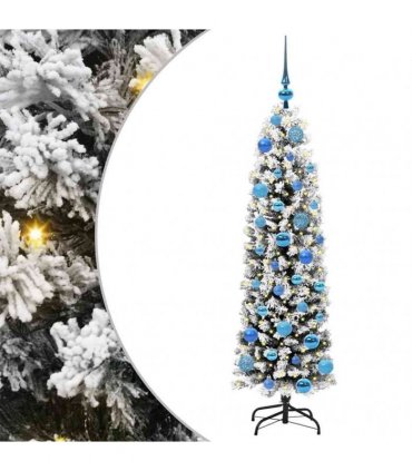 vidaXL Artificial Christmas Tree with LED Light Green and white 150 cm