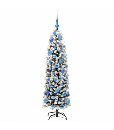 vidaXL Artificial Christmas Tree with LED Light Green and white 150 cm