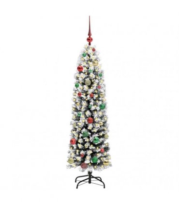 vidaXL Artificial Christmas Tree with LED Light Green and white 150 cm
