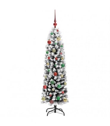 vidaXL Artificial Christmas Tree with LED Light Green and white 150 cm