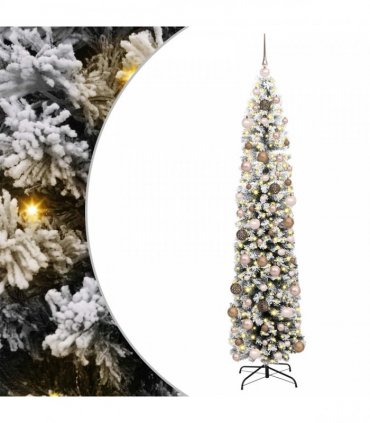 vidaXL Artificial Christmas Tree with LED Light Green and white 180 cm