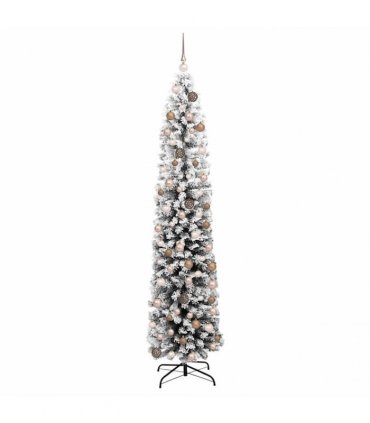 vidaXL Artificial Christmas Tree with LED Light Green and white 180 cm