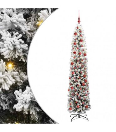 vidaXL Artificial Christmas Tree with LED Light Green and white 180 cm