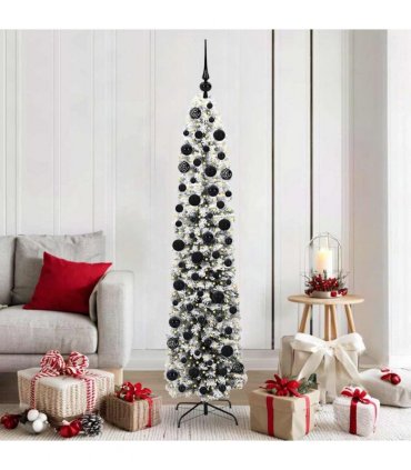 vidaXL Artificial Christmas Tree with LED Light Green and white 180 cm