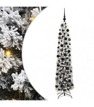 vidaXL Artificial Christmas Tree with LED Light Green and white 180 cm