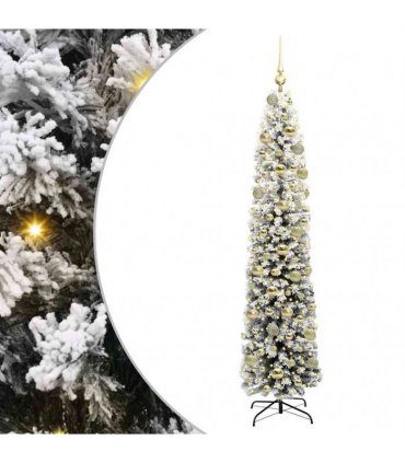 vidaXL Artificial Christmas Tree with LED Light Green and White 180 cm