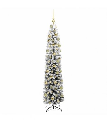 vidaXL Artificial Christmas Tree with LED Light Green and White 180 cm